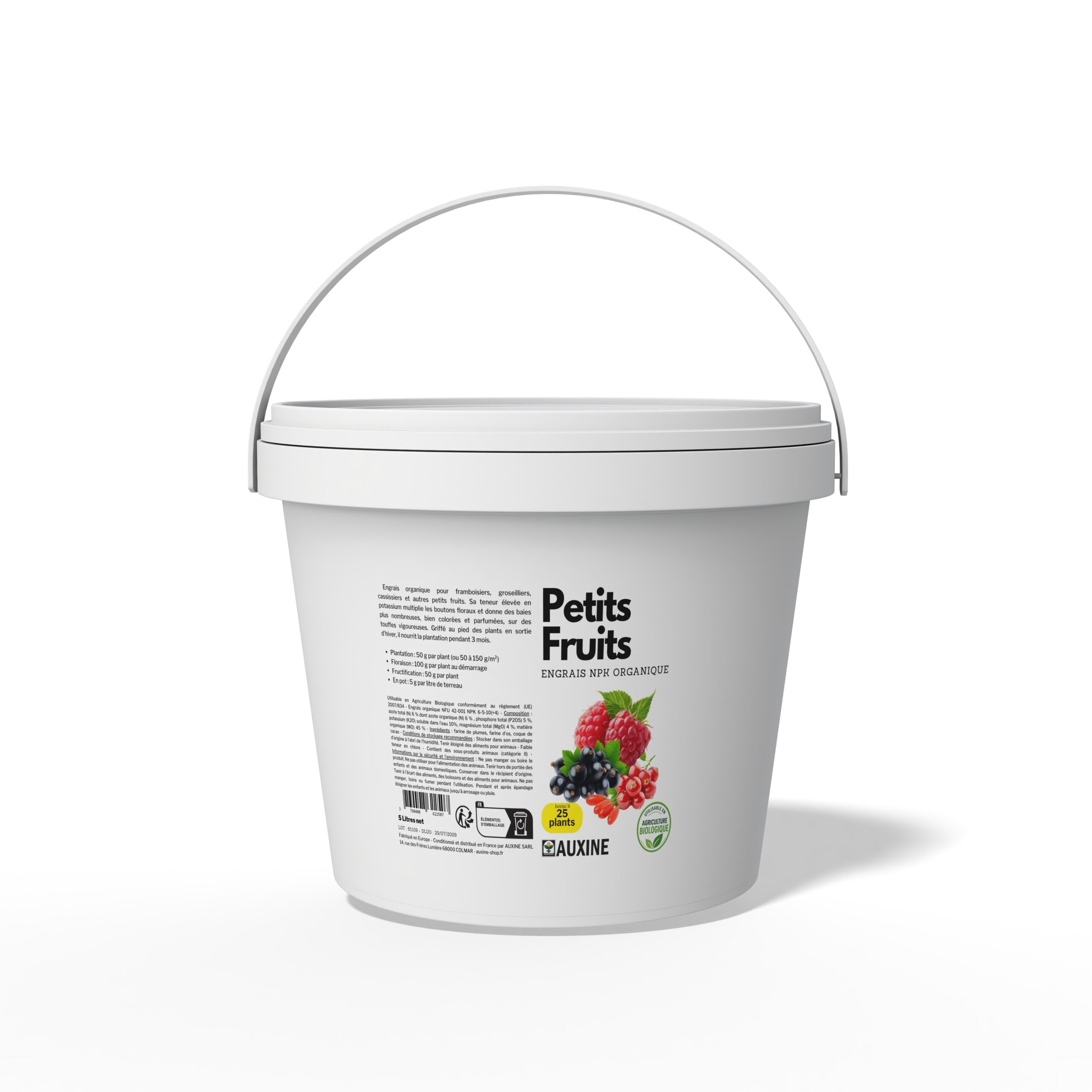 engrais organique pour petits fruits framboise cassis groseille goji uab auxine 4 kg