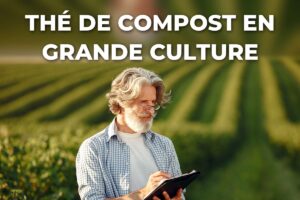 thé de compost en grande culture : agriculteur prenant des notes dans une parcelle