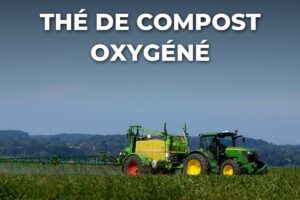 thé de compost oxygéné : pulvérisateur traîné au travail dans une parcelle